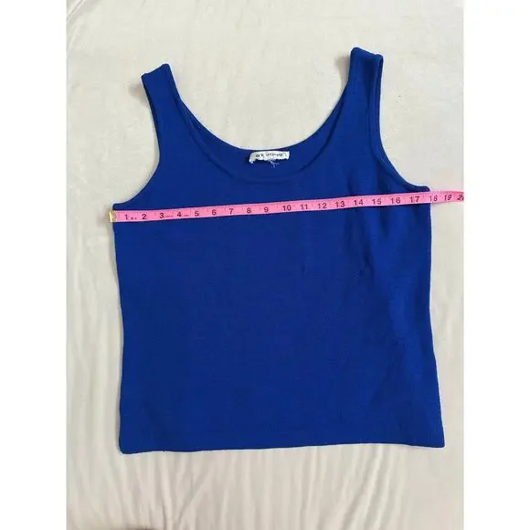 St. John M/L Royal Blue Sleeveless Knit Sweater Shell Tank Top Scoop Neck - Picture 4 of 12